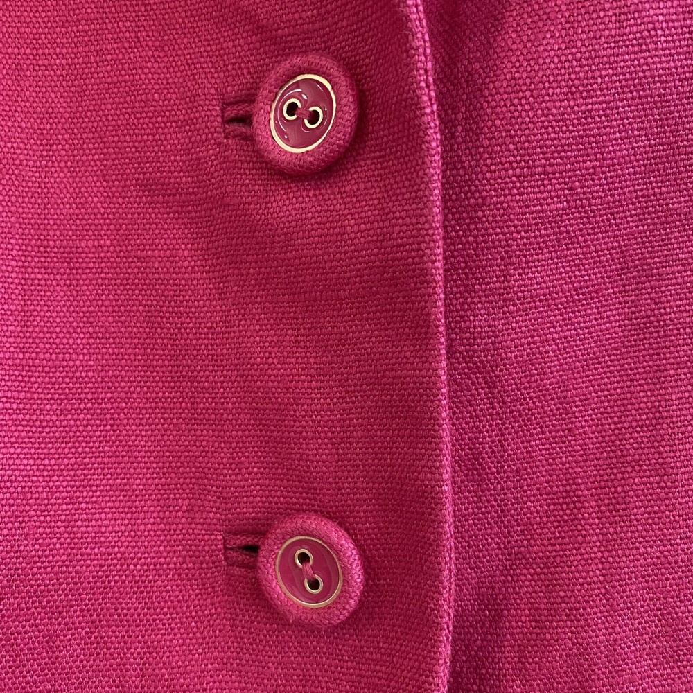 Talbots -Sz 2 Hot Pink Fab Jackie Linen 2 Button Swing Jacket Blazer Linen Coat - Picture 3 of 12